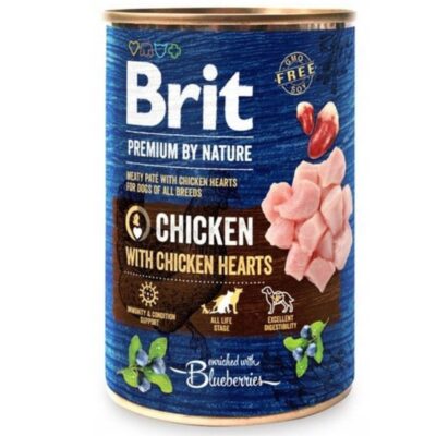 MOKRA KARMA DLA PSA KURCZAK BRIT PREMIUM BY NATURE 400 G CHICKEN&HEARTS