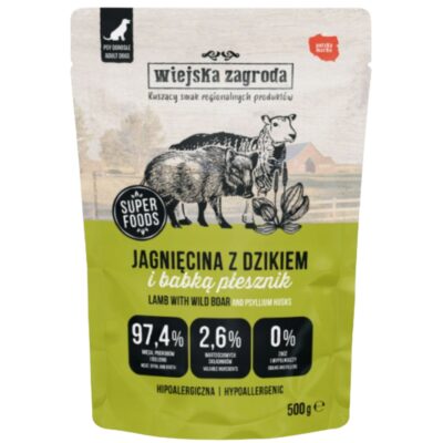 KARMA DLA PSA Wiejska Zagroda Jagnięcina z dzikiem 500 g HIPOALERGICZNA